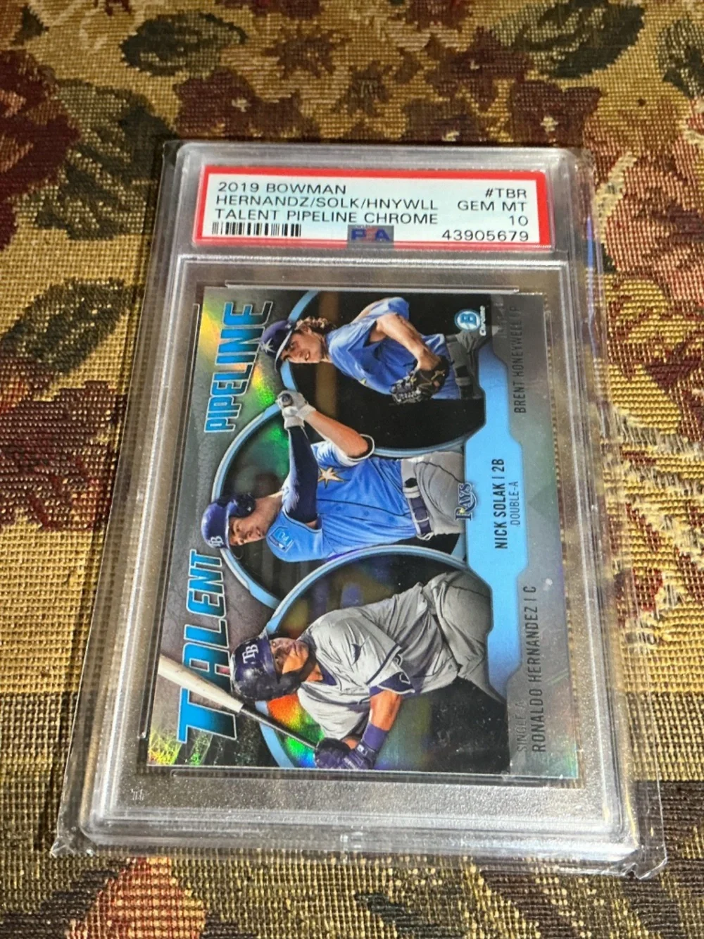 2019 Bowman Chrome Talent Pipeline #TBR Rays Hernandez Solak Honeywell PSA 10